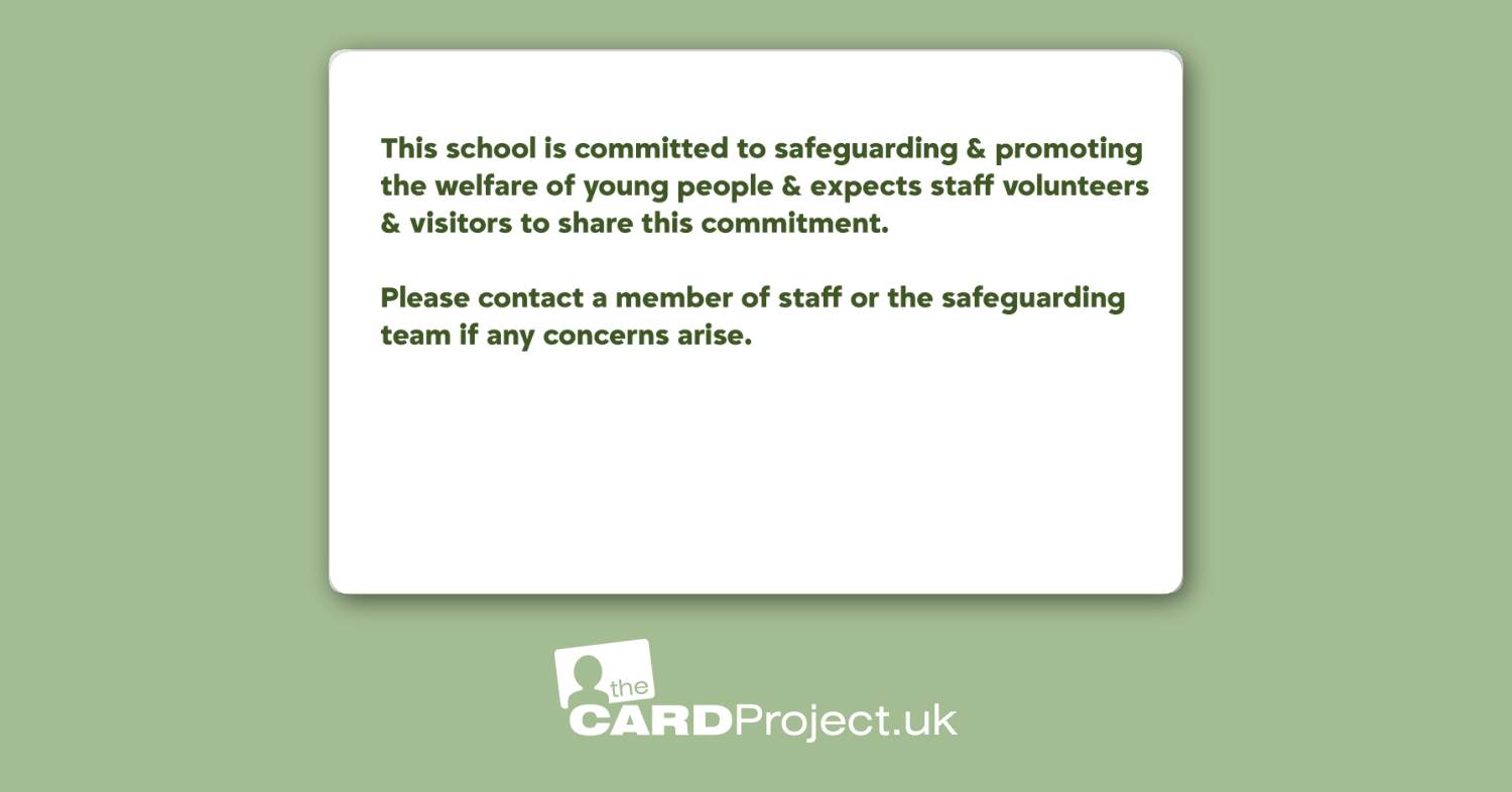 Secondary School Student Green Stripe Visitor Card (REAR)